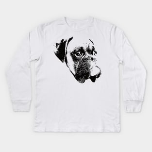 Boxer Dog Face Design - A Boxer Christmas Gift Kids Long Sleeve T-Shirt